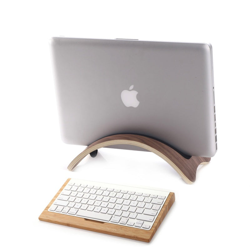 Bent Wood MacBook Holder – Birch & Walnut Laptop Stand