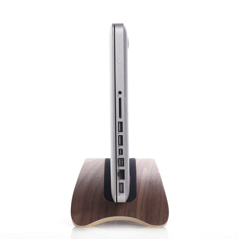 Bent Wood MacBook Holder – Birch & Walnut Laptop Stand