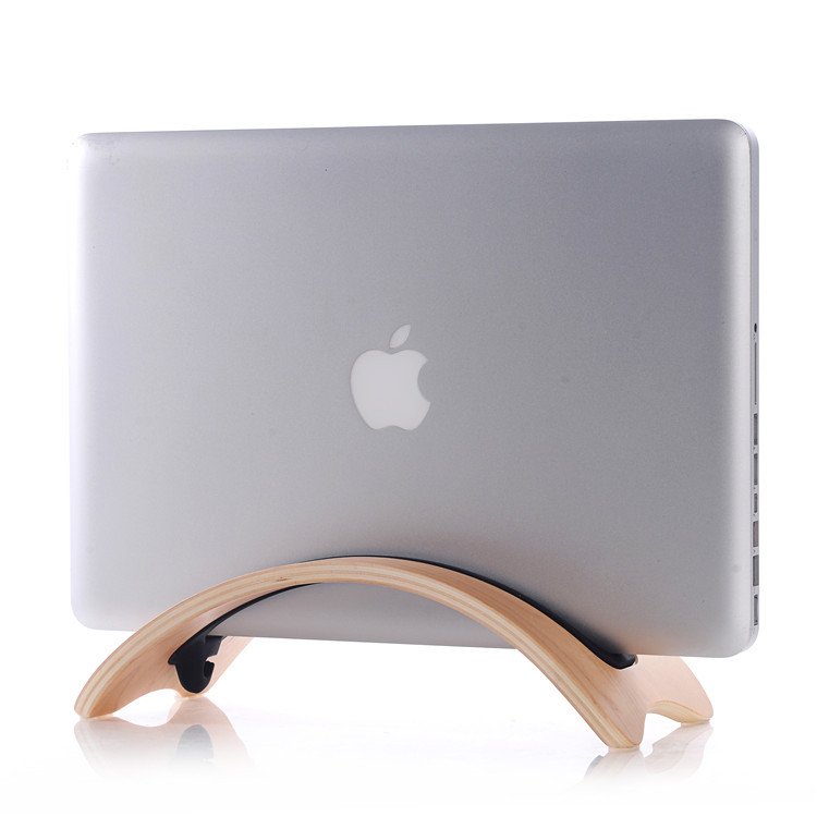 Bent Wood MacBook Holder – Birch & Walnut Laptop Stand